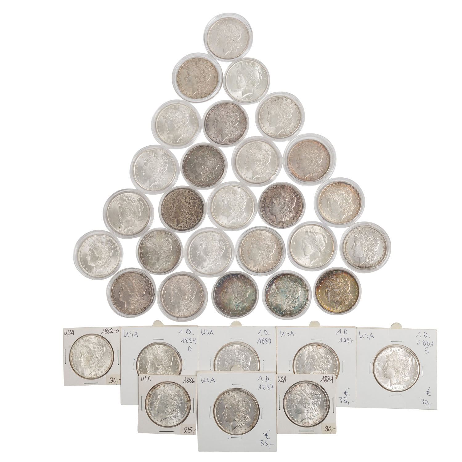 Eine schöne USA Sammlung mit ca. 34 Silbermünzen