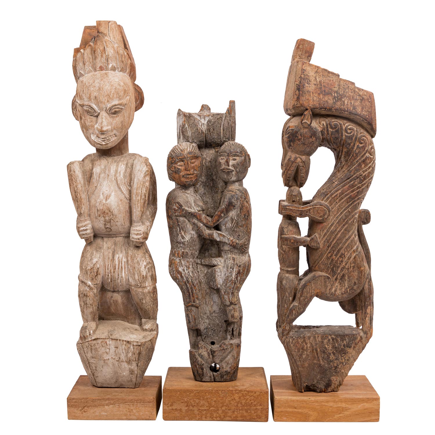 3 figürliche Skulpturen aus Holz. AFRIKA, 20. Jh.: