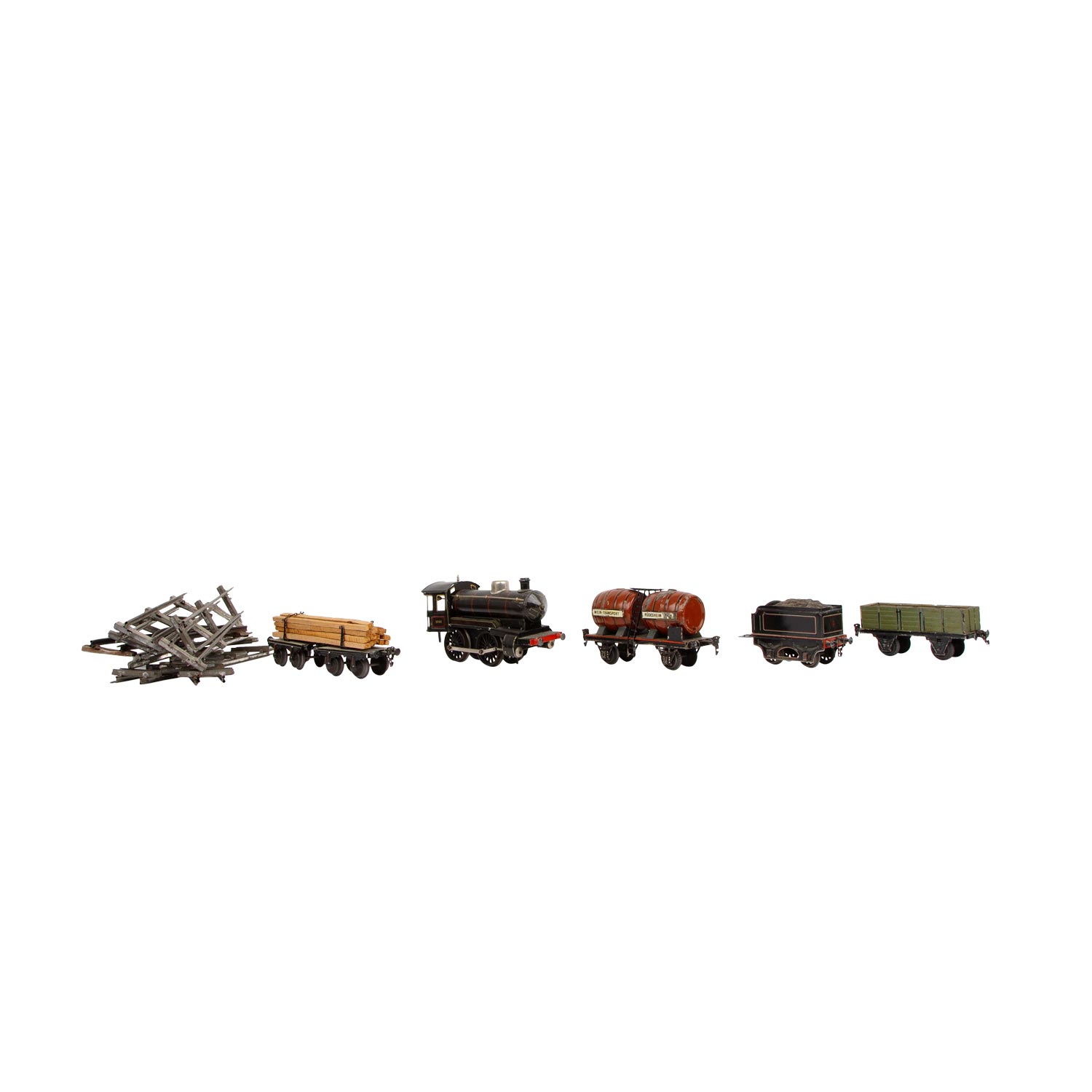 MÄRKLIN Uhrwerk-Lok mit 3 Güterwagen, Spur 1, 1919-25,