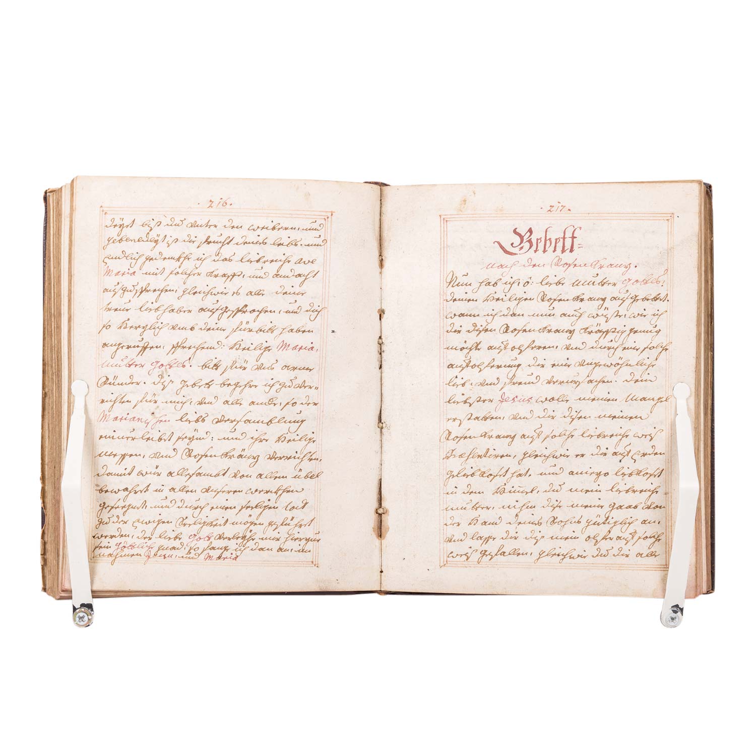 Handgeschriebenes Gebetbuch aus dem Jahr 1771,