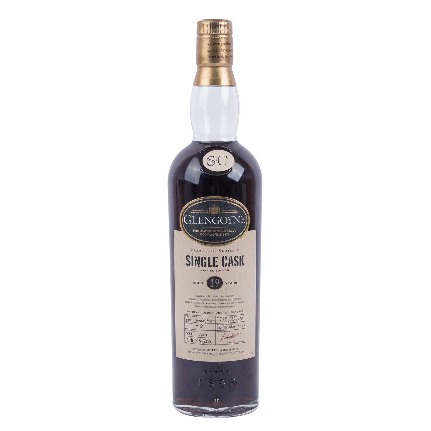 GLENGOYNE Single Malt Scotch Whisky 'Aged 19 Years', 2007