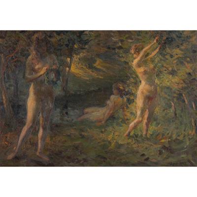 SCHAD - ROSSA, PAUL (1862-1916), "Drei weibliche Akte in einer Waldlandschaft", um 1905-1910,