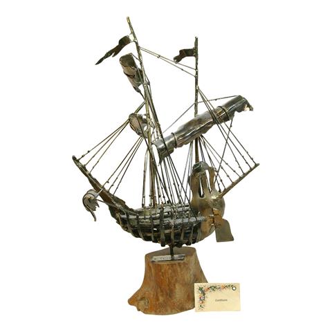 Metall-Skulptur eines Schiffes, 20. Jh.