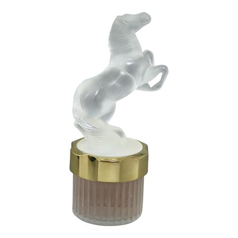 LALIQUE Parfum-Flacon "Mascotte Equus", Edition 2002, farbloses Preßglas, teilmattiert,