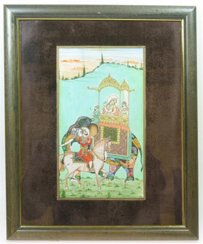 Feine Malerei mit Maharani, INDIEN/RAJASTHAN, 1. Hälfte 20. Jh.