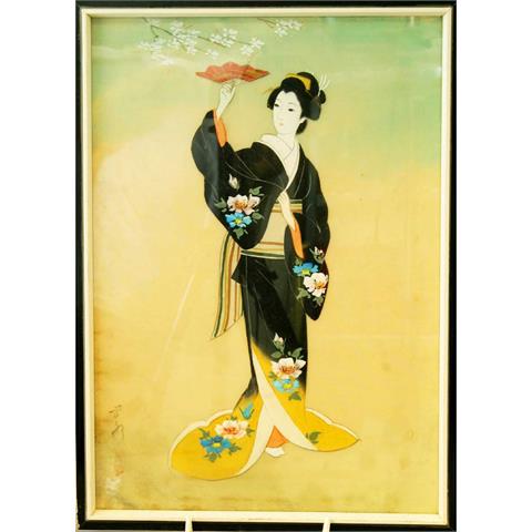 Malerei einer Geisha, JAPAN, 1. Hälfte 20. Jh.