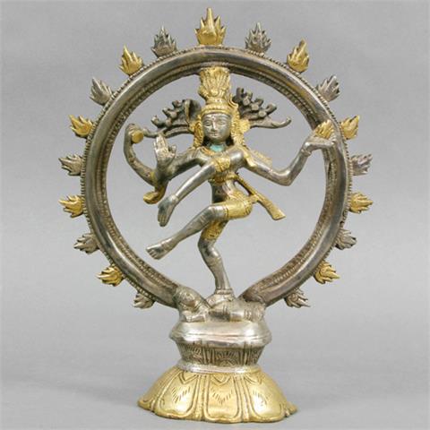 Shiva als Nataraja aus Metall/Messing, INDIEN, 1. Hälfte 20. Jh.