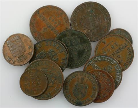 Preussen / Sachsen u.a. - 13 Kleinmünzen,