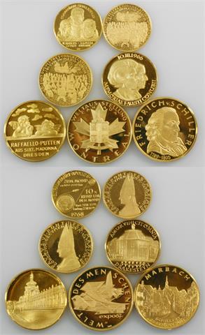 Goldmedaillen -  7 Stück, ca. 48 Gramm Gold fein.