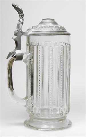 Glaskrug mit Zinnmontierung, datiert "1895",