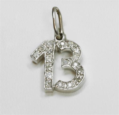 Anhänger "13", ausgefasst mit kleinen Achtkant-Diamanten
