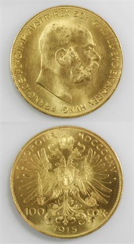Österreich - 100 Kronen Gold 1915,