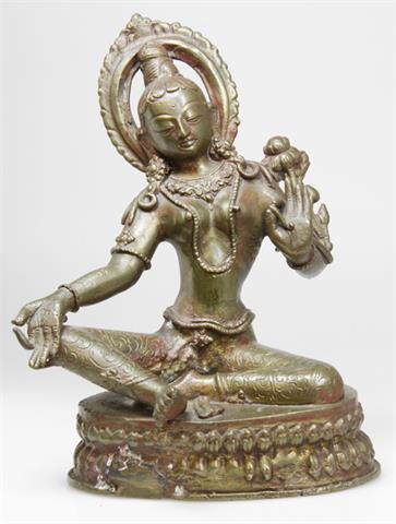 Die Mutter aller Buddhas-Die 'Grüne Tara' aus Bronze, NEPAL/TIBET, 1. Hälfte 20. Jh.