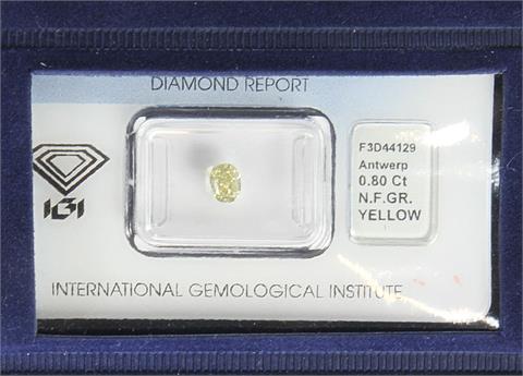 Loses Diam.-Oval (Modified Oval) ca. 0,80ct Natural Fancy Greenish Yellow.