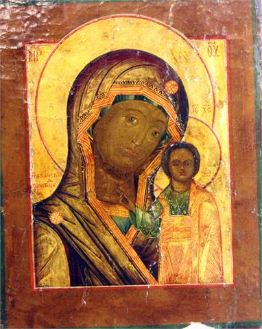 Ikone der Gottesmutter Kasan, RUSSLAND 1800-1850