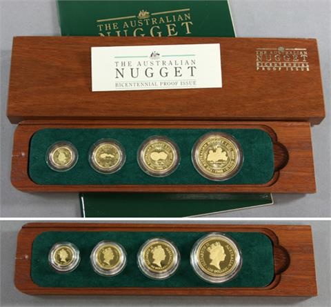 Australien - Nugget Set in Holzetui, 4 GOLDmünzen,