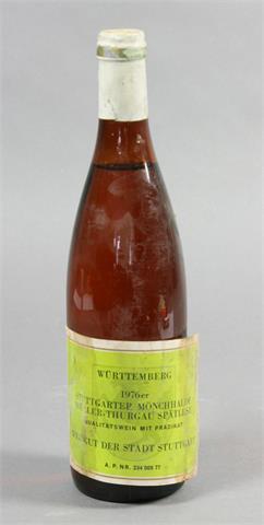 1 Flasche Württemberg 1976er, Stuttgarter Mönchhalde Müller-Thurgau Spätlese.