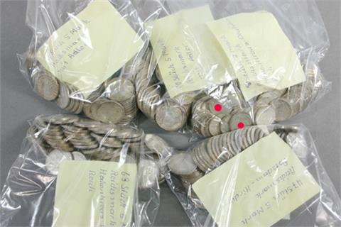 III. Reich - Konvolut von 2 RM und 5 RM Stücken, ca. 340 Stück, gut 3,5 kg Silber fein!