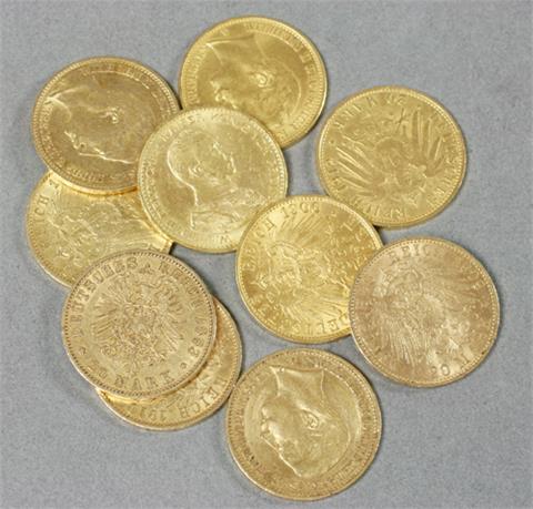 Dt. Kaiserreich - Preussen: 10 x 20 Goldmark, 79,55 Gramm rau, ss/vz.