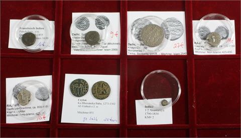 Indien/Ceylon - Konvolut: 8 Münzen, u.a. Sultanat Dheli, Rajput, Franz. Indien,