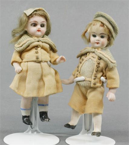 Paar Puppenstubenpuppen, um 1900,