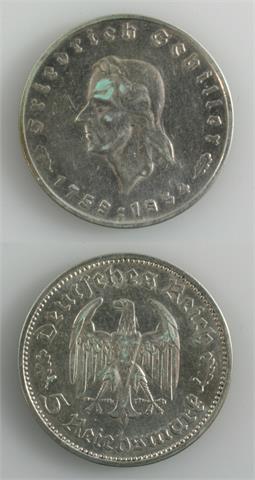 III. Reich - 5 RM v. Schiller, 1934/F,