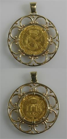 Sachsen - Sophien Dukat 1616, in dekorativem Zierrahmen (mit Öse, .585er Gold) gefasst,