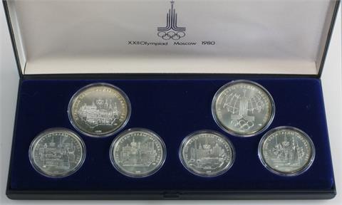 UDSSR / Russland - Moskau 1980, 40 Rubel Set, Silber, st.