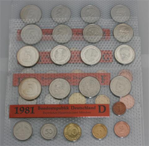 Kursmünzensatz D, F, G, J 1981