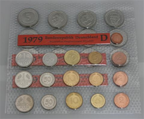 Kursmünzensatz D, F, G 1979
