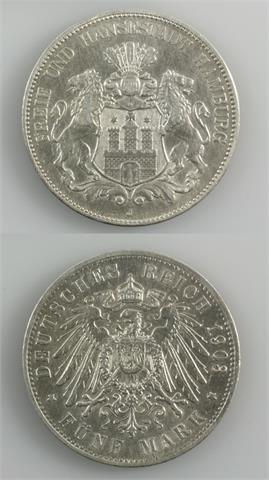 Hamburg - 5 Mark 1903, ss/gereinigt