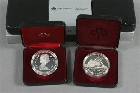 Kanada - Konvolut von 5 x 1 Dollar (.500er Silber).