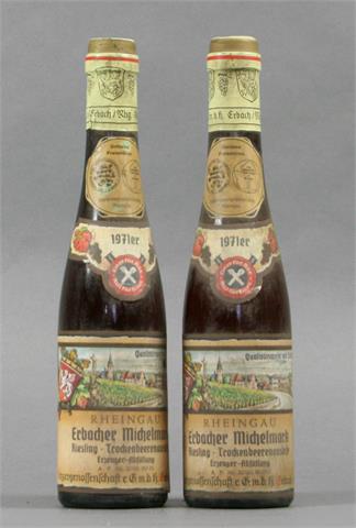 2 Flaschen Winzergenossenschaft e. GmbH Erbach, Erbacher Michelmark, Riesling Trockenbeerenauslese 1971er.