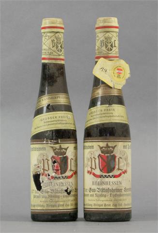2 Flaschen 1971er Gau Bischofsheimer Herrnberg, Rheinhessen, Silvaner und Riesling Trockenbeerenauslese.