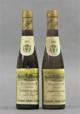 2 Flaschen Dalsheimer Steig Huxelrebe Trockenbeerenauslese 1969.