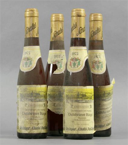 4 Flaschen Dalsheimer Bürgel Huxelrebe Trockenbeerenauslese 1975.