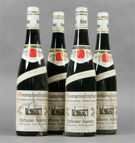 4 Flaschen Dürkheimer Feuerberg Weißburgunder Trockenbeerenauslese 1970er.