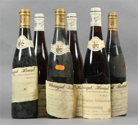 6 Flaschen Weingut Hensel Wachenheimer Königswingert 1976er (3 x) und Wachenheimer Schenkenböhl 1977er (3x).