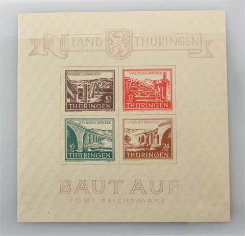Brfm. SBZ/Thüringen - 1946, Wiederaufbaublock, Katalogwert: 400 Euro,