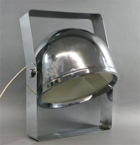 Tischlampe, wohl 1970er Jahre, silberfarbenes Metall.
