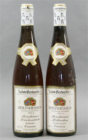 2 Flaschen Bornheimer Kirchenstück Ruländer Eiswein 1983er.