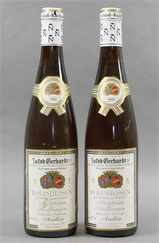 2 Flaschen Rheinhessen 1980 Niersteiner Auflagen Scheurebe u. Faberrebe Auslese.