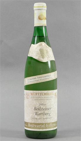 1 Flasche Württemberg 1989er Beilsteiner Wartberg Riesling Kabinett.