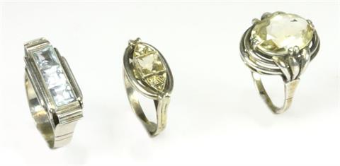 Konvolut: Drei Ringe, Silber, mit Steinbesatz.