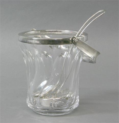 Eiswürfelbehälter, Kristallglas mit Silbermontur (925), 20./21. Jh.