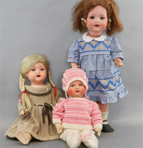 Konvolut von drei Puppen, u.a. Armand Marseille,