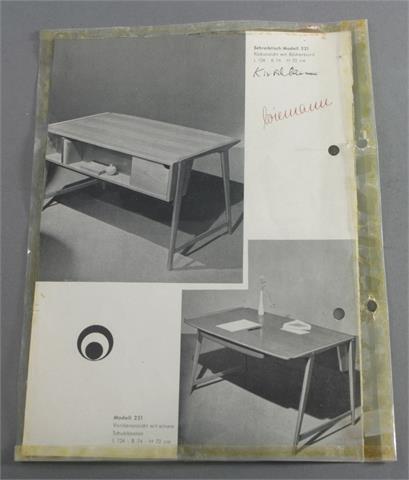 WIEMANN, Schreibtisch, deutsch 1950er Jahre, Kirschbaum, Modell 221.