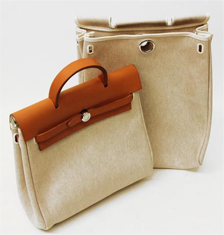 HERMÈS sportlich-elegante Handtasche, Modell "HER BAG", 2 austauschbare Taschenbeutel.