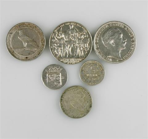 Dt. Reich - Konvolut, 5 Münzen, dazu Holland 2 Stuivers