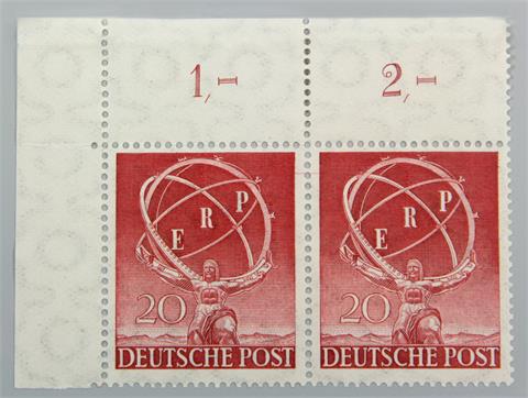 Brfm. Berlin - 1950, ERP, #71**, pstfr.,  Paar aus der linken ob. Bogenecke (Rand gefaltet), Mi.: 200 Euro